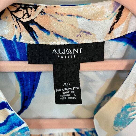 Alfani Petite Blue Floral Print Blouse - Picture 3 of 3